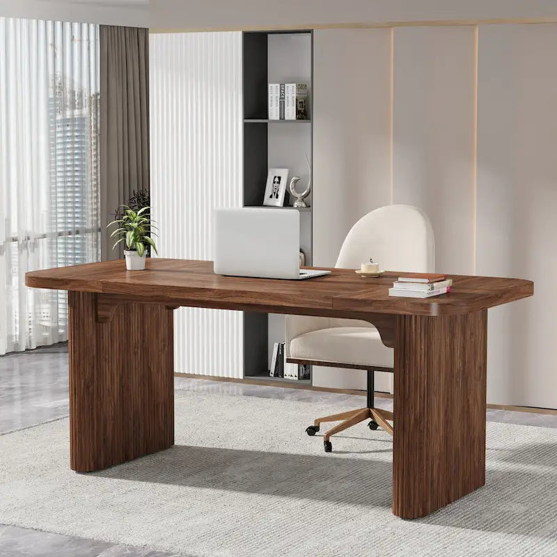 Bureau rectangulaire de 160 cm, naturel/marron, 1 personne
