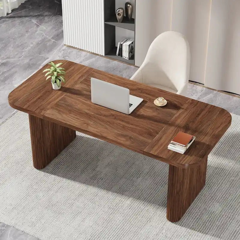 Bureau rectangulaire de 160 cm, naturel/marron, 1 personne