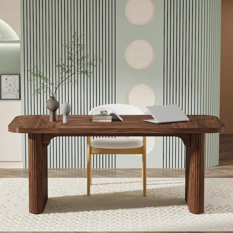 Bureau rectangulaire de 160 cm, naturel/marron, 1 personne