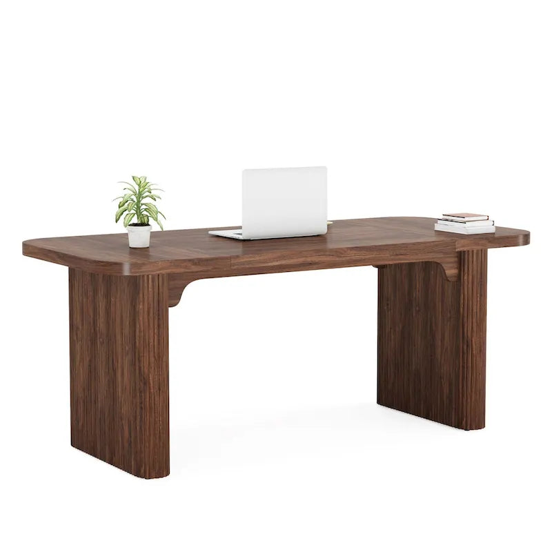 Bureau rectangulaire de 160 cm, naturel/marron, 1 personne