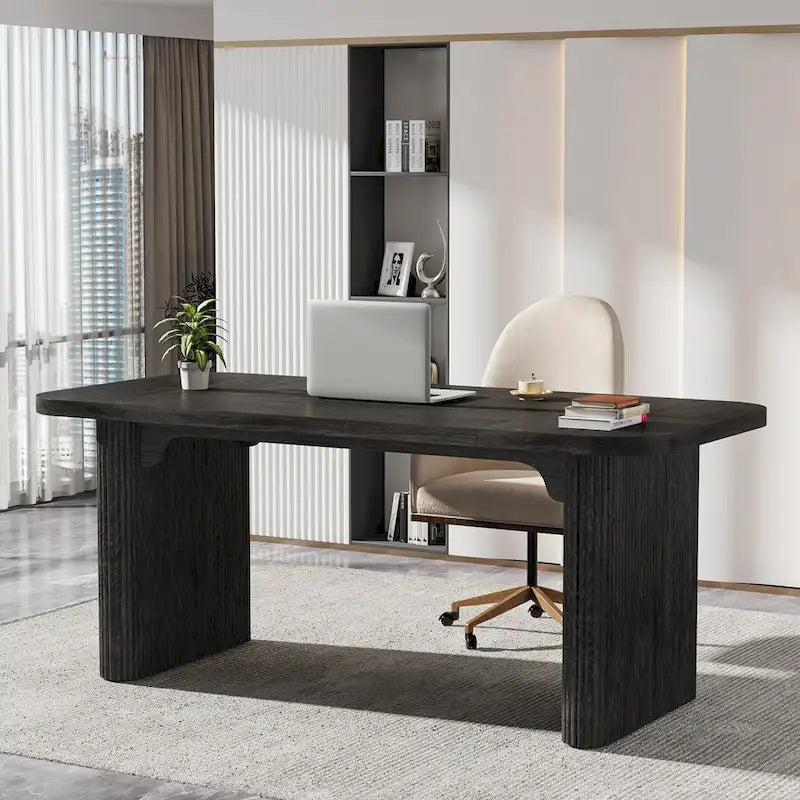 Bureau rectangulaire de 160 cm, naturel/marron, 1 personne