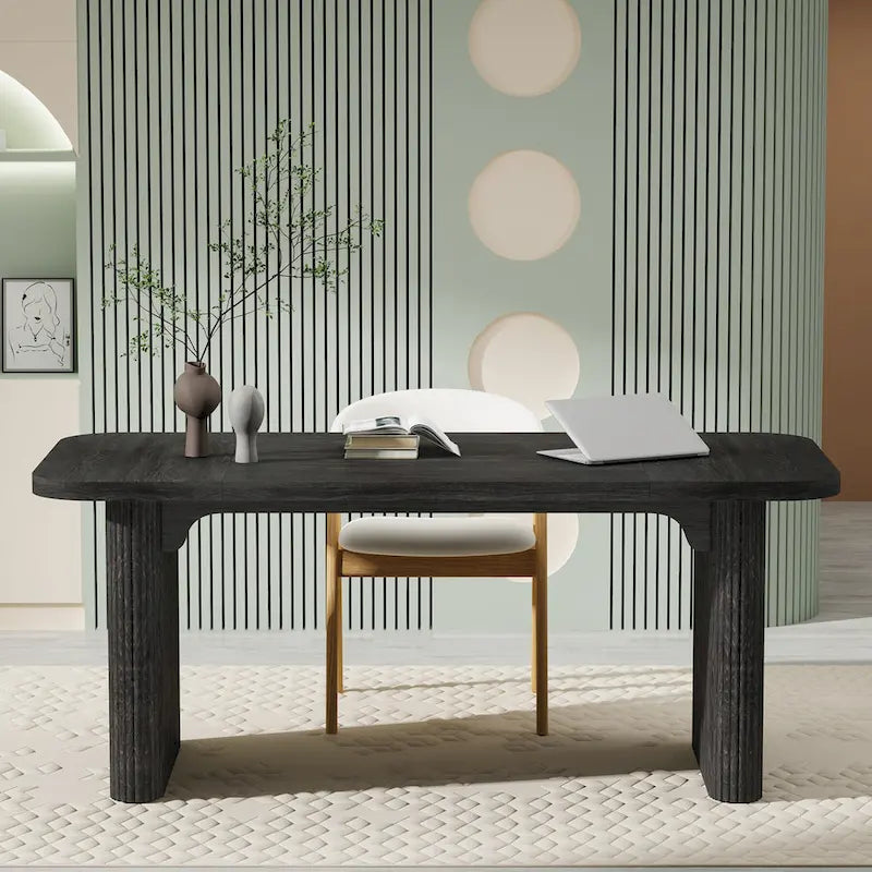 Bureau rectangulaire de 160 cm, naturel/marron, 1 personne
