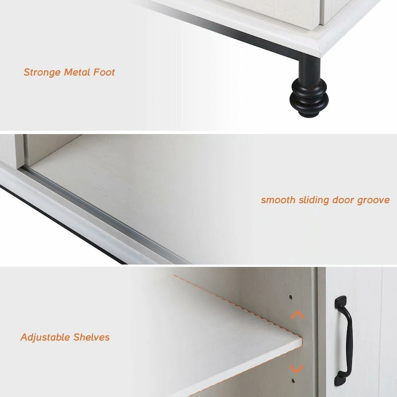 Buffet en pin vieilli, 70 po, avec portes coulissantes de style grange