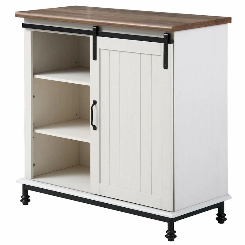 Buffet en pin vieilli, 70 po, avec portes coulissantes de style grange