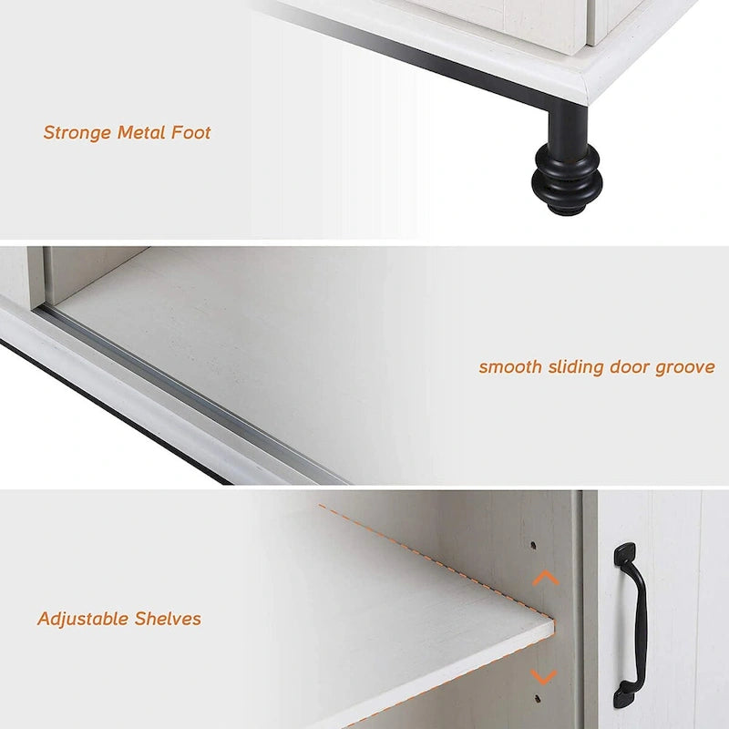 Buffet en pin vieilli, 70 po, avec portes coulissantes de style grange