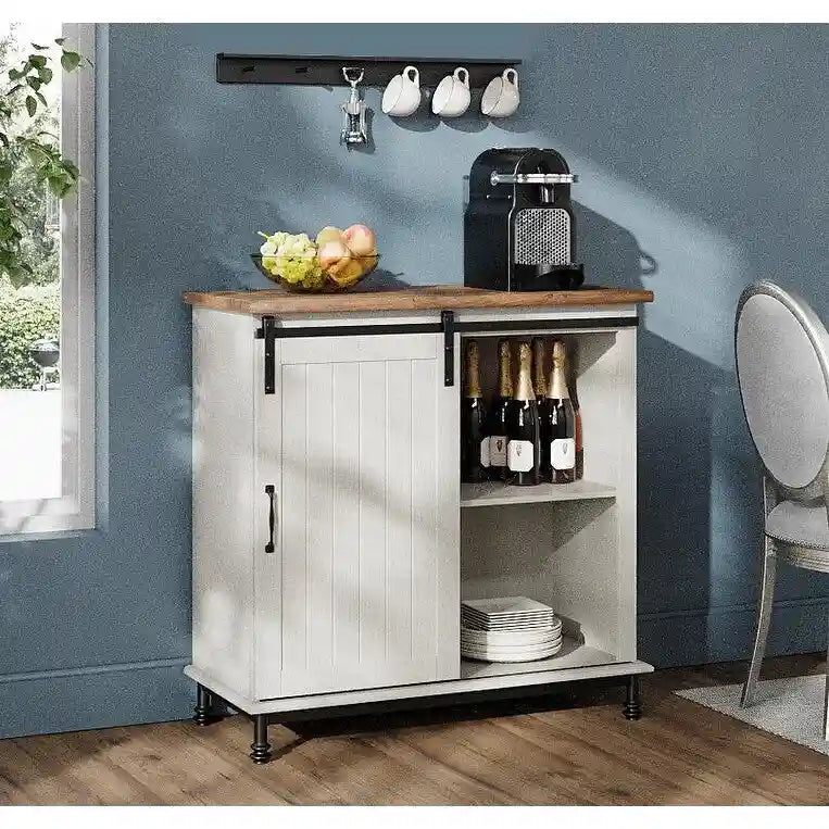 Buffet en pin vieilli, 70 po, avec portes coulissantes de style grange