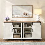 Buffet en pin vieilli, 70 po, avec portes coulissantes de style grange