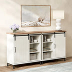 Buffet en pin vieilli, 70 po, avec portes coulissantes de style grange
