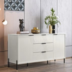 Meuble de rangement 147 cm avec étagère réglable Blanc cassé / Noir / Bleu marine