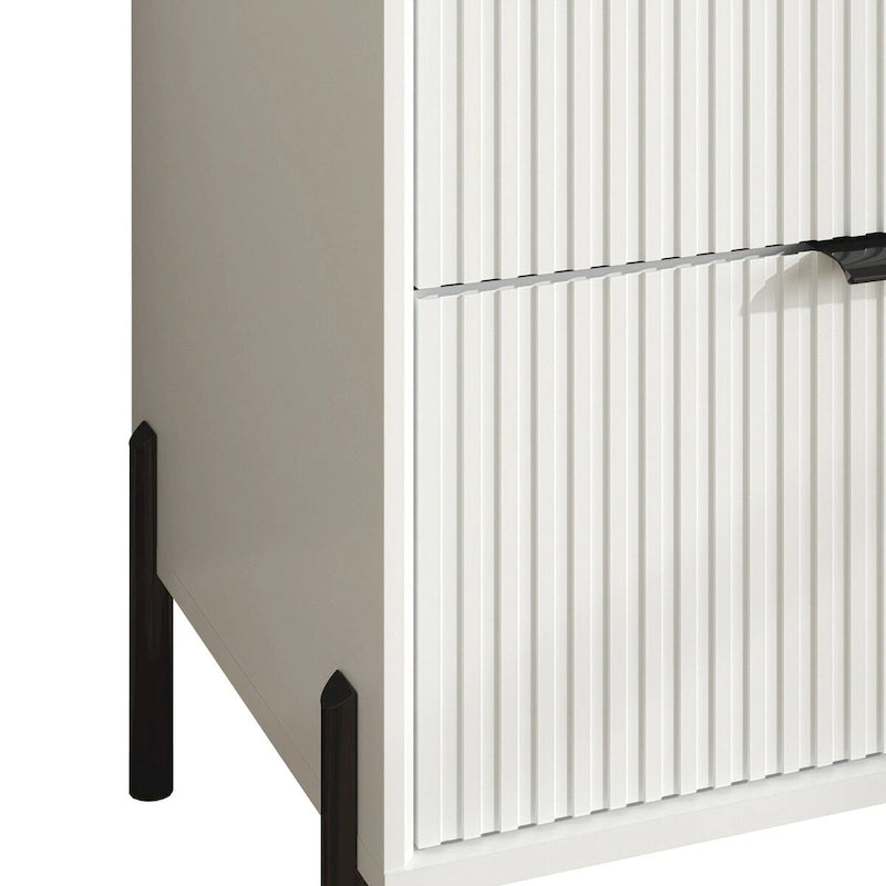 Meuble de rangement 147 cm avec étagère réglable Blanc cassé / Noir / Bleu marine