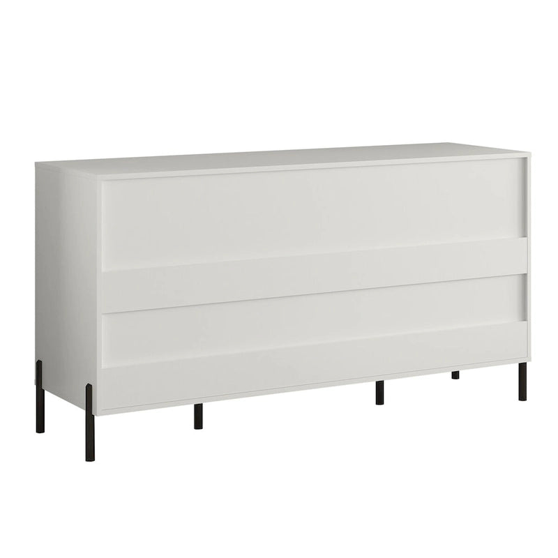 Meuble de rangement 147 cm avec étagère réglable Blanc cassé / Noir / Bleu marine
