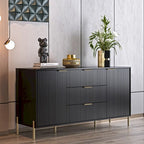 Meuble de rangement 147 cm avec étagère réglable Blanc cassé / Noir / Bleu marine