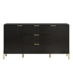 Meuble de rangement 147 cm avec étagère réglable Blanc cassé / Noir / Bleu marine