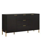 Meuble de rangement 147 cm avec étagère réglable Blanc cassé / Noir / Bleu marine