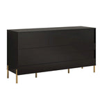 Meuble de rangement 147 cm avec étagère réglable Blanc cassé / Noir / Bleu marine