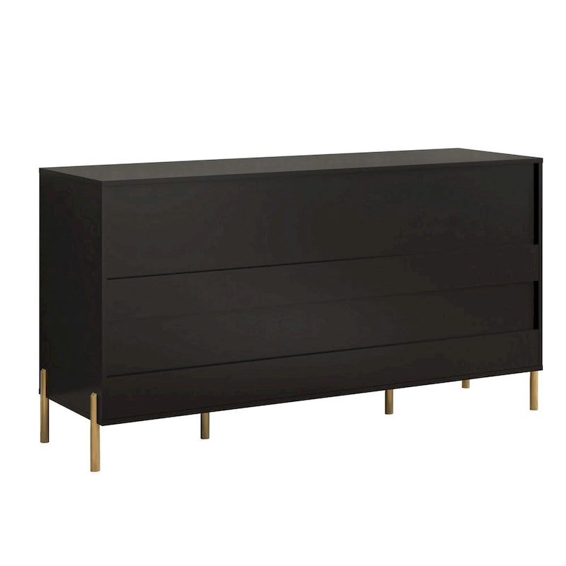 Meuble de rangement 147 cm avec étagère réglable Blanc cassé / Noir / Bleu marine