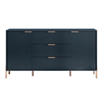 Meuble de rangement 147 cm avec étagère réglable Blanc cassé / Noir / Bleu marine