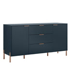 Meuble de rangement 147 cm avec étagère réglable Blanc cassé / Noir / Bleu marine