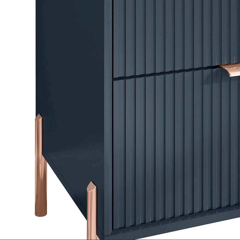Meuble de rangement 147 cm avec étagère réglable Blanc cassé / Noir / Bleu marine