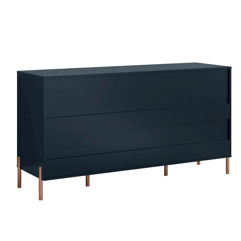 Meuble de rangement 147 cm avec étagère réglable Blanc cassé / Noir / Bleu marine