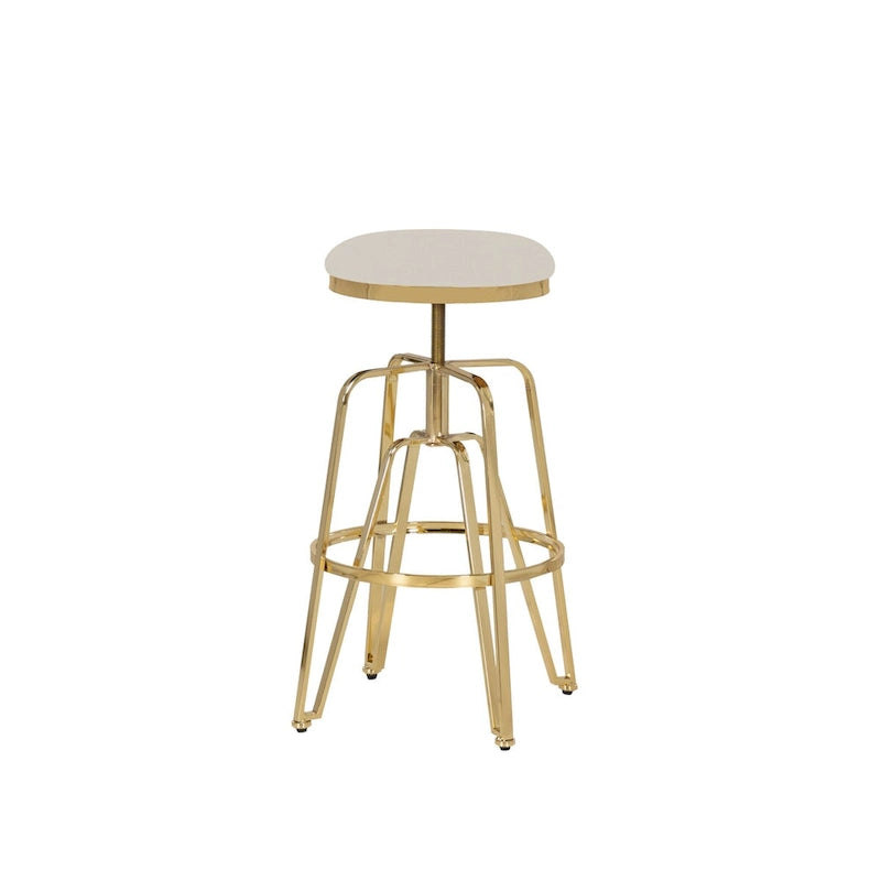 Tabouret de bar réglable sans dossier en similicuir blanc (Blanc/Argent & Blanc/Or), Individuel