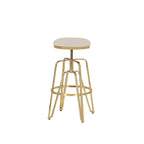 Tabouret de bar réglable sans dossier en similicuir blanc (Blanc/Argent & Blanc/Or), Individuel