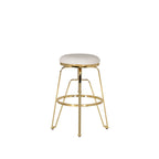 Tabouret de bar réglable sans dossier en similicuir blanc (Blanc/Argent & Blanc/Or), Individuel