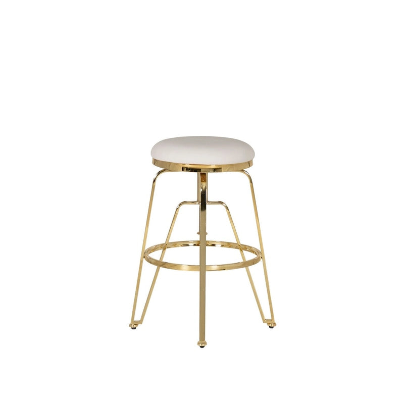 Tabouret de bar réglable sans dossier en similicuir blanc (Blanc/Argent & Blanc/Or), Individuel