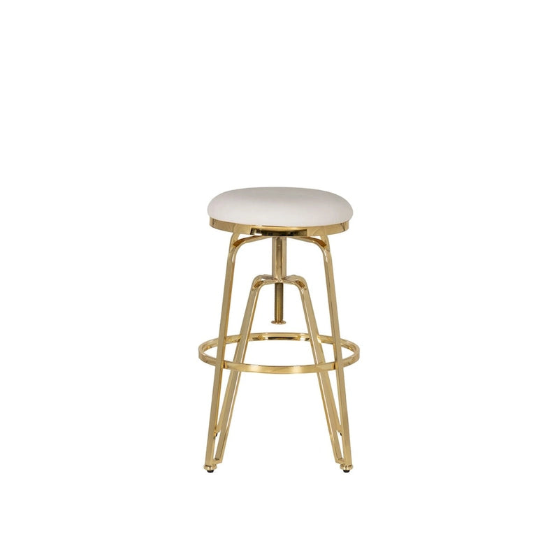 Tabouret de bar réglable sans dossier en similicuir blanc (Blanc/Argent & Blanc/Or), Individuel