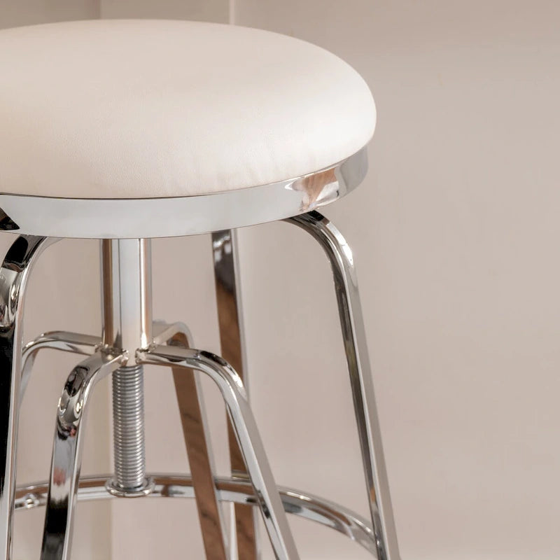 Tabouret de bar réglable sans dossier en similicuir blanc (Blanc/Argent & Blanc/Or), Individuel