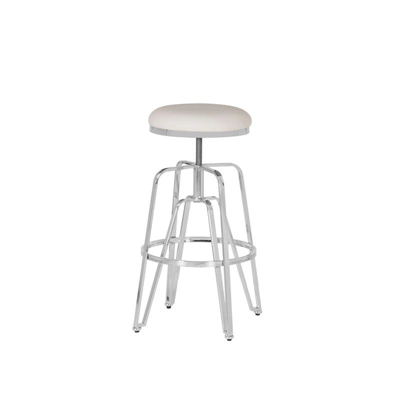 Tabouret de bar réglable sans dossier en similicuir blanc (Blanc/Argent & Blanc/Or), Individuel
