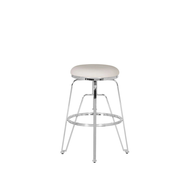 Tabouret de bar réglable sans dossier en similicuir blanc (Blanc/Argent & Blanc/Or), Individuel