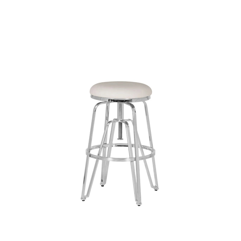 Tabouret de bar réglable sans dossier en similicuir blanc (Blanc/Argent & Blanc/Or), Individuel