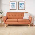 Causeuse capitonnée 2 places style Mid-Century – Orange brûlé / Gris foncé / Bleu