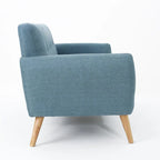 Causeuse capitonnée 2 places style Mid-Century – Orange brûlé / Gris foncé / Bleu