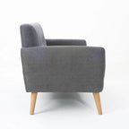 Causeuse capitonnée 2 places style Mid-Century – Orange brûlé / Gris foncé / Bleu
