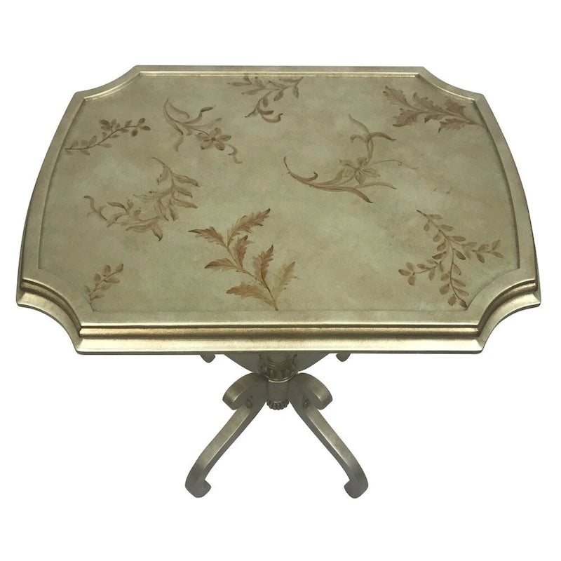Table d'appoint antique en bois, peinte à la main
