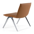 Chaise de bureau moderne latérale en cuir vegan couleur camel avec pieds chromés