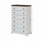 Commode haute 6 tiroirs gris délavé/blanc, assemblage par 2 personnes