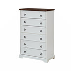 Commode haute 6 tiroirs gris délavé/blanc, assemblage par 2 personnes