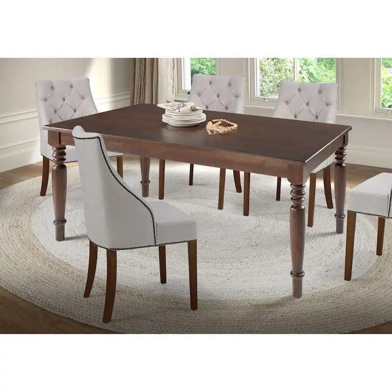 Table de salle à manger de ferme Sahara / Mahogany en pin massif, 6 places