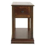Table d'appoint latérale de chevet marron avec tiroir, simple
