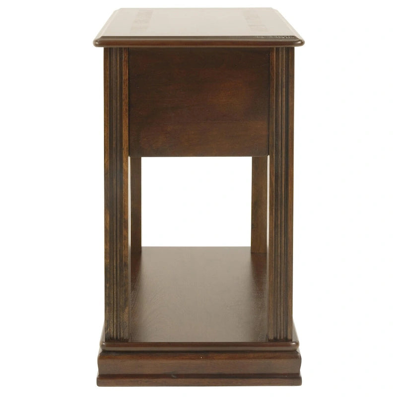 Table d'appoint latérale de chevet marron avec tiroir, simple