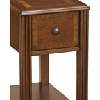 Table d'appoint latérale de chevet marron avec tiroir, simple