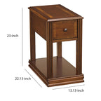 Table d'appoint latérale de chevet marron avec tiroir, simple