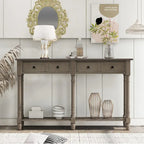 Table console avec 2 tiroirs et étagère inférieure, naturelle / expresso / ivoire / grise / bleue