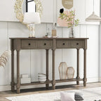 Table console avec 2 tiroirs et étagère inférieure, naturelle / expresso / ivoire / grise / bleue