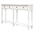 Table console avec 2 tiroirs et étagère inférieure, naturelle / expresso / ivoire / grise / bleue