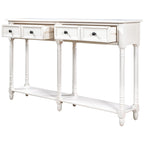 Table console avec 2 tiroirs et étagère inférieure, naturelle / expresso / ivoire / grise / bleue