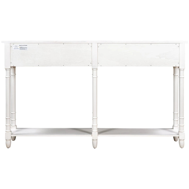 Table console avec 2 tiroirs et étagère inférieure, naturelle / expresso / ivoire / grise / bleue